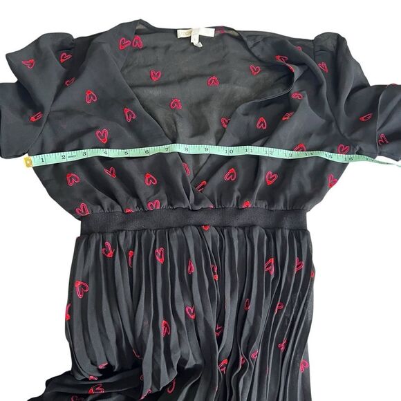 Maje Rengia Heart Print Pleated Sheer V Neck small - Picture 6 of 11